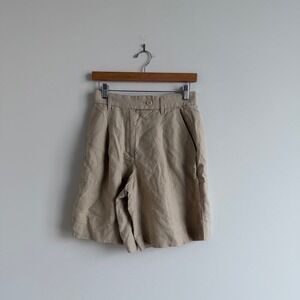 Aritzia Wilfred Free Tan Linen Blend Bermuda Shorts Size 4